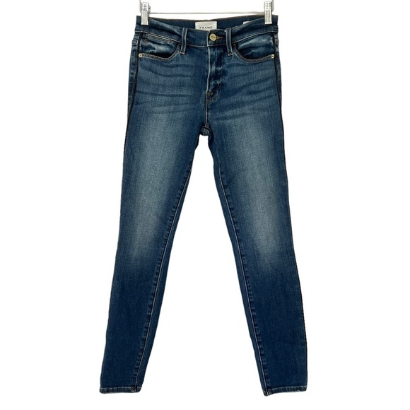 Frame Le High Skinny Jean Tuxedo Piping Serrano Wash Size 24 - Picture 6 of 16